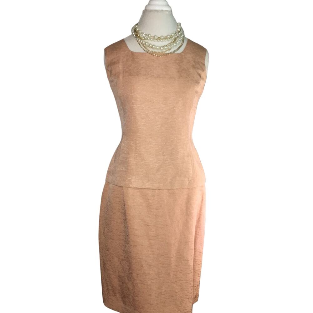 Y2k SILK Casual Corner Peach‎ 2 Pc Skirt Shell Square Neck